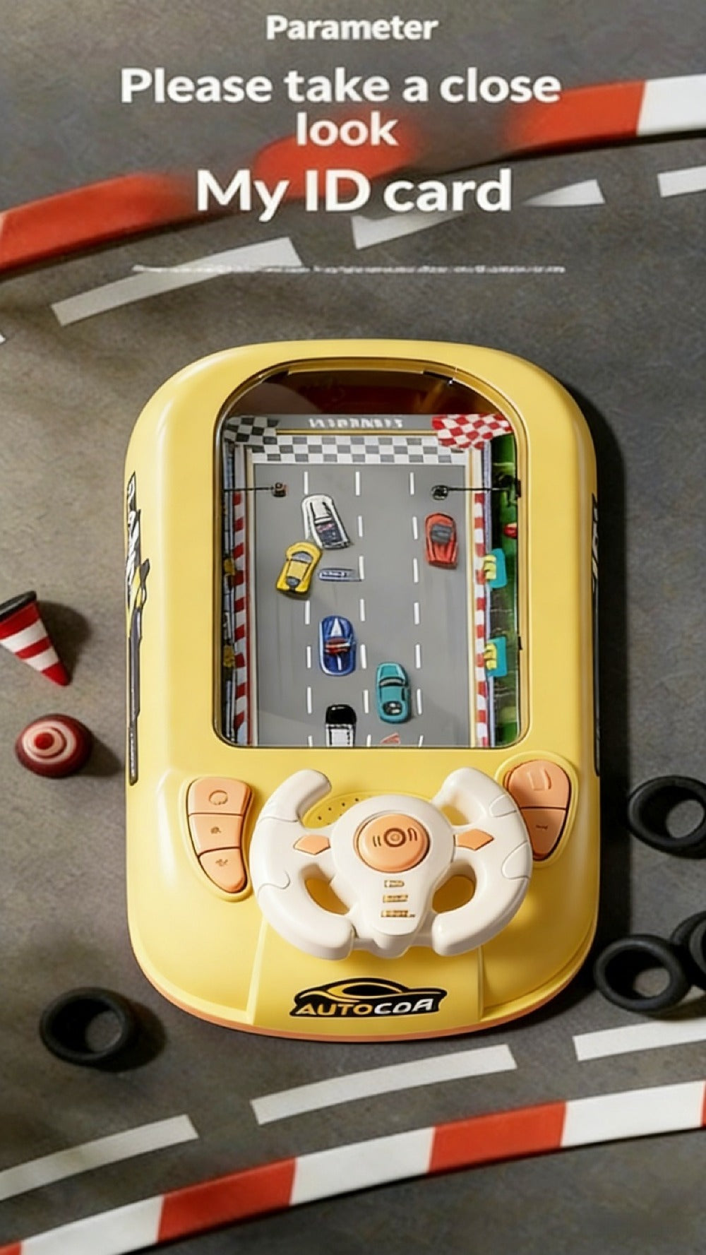 Racing Simulator Steering Wheel Toy for Boys & Girls – 200 Game Levels, Realistic Sound Effects & HD Graphics, Interactive Parent-Child Educational Toy, Birthday Summer Holiday Gift (Yellow / Green)