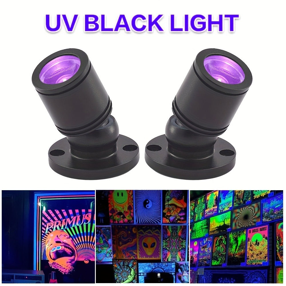 LED UV Blacklight USB Powered Mini Spotlight – Glow Party, Tapestry & UV Reactive Decoration with On/Off Switch