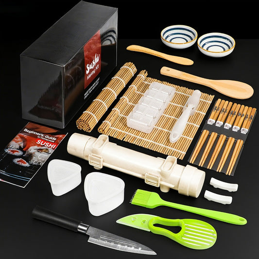 Sushi Making Kit with Bamboo Rolling Mats, Knife and Molds, 22-Piece Set
