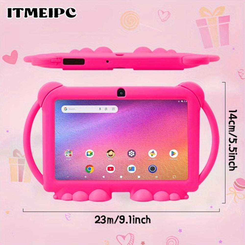 Android 14 Kids Tablet 7 Inch 2025 New Model 4GB RAM 32GB ROM WiFi 6 Dual Camera HD Screen Parental Control Pre-Installed Educational Apps Protective Case Type-C Student Learning Tablet – For Kids Toddlers