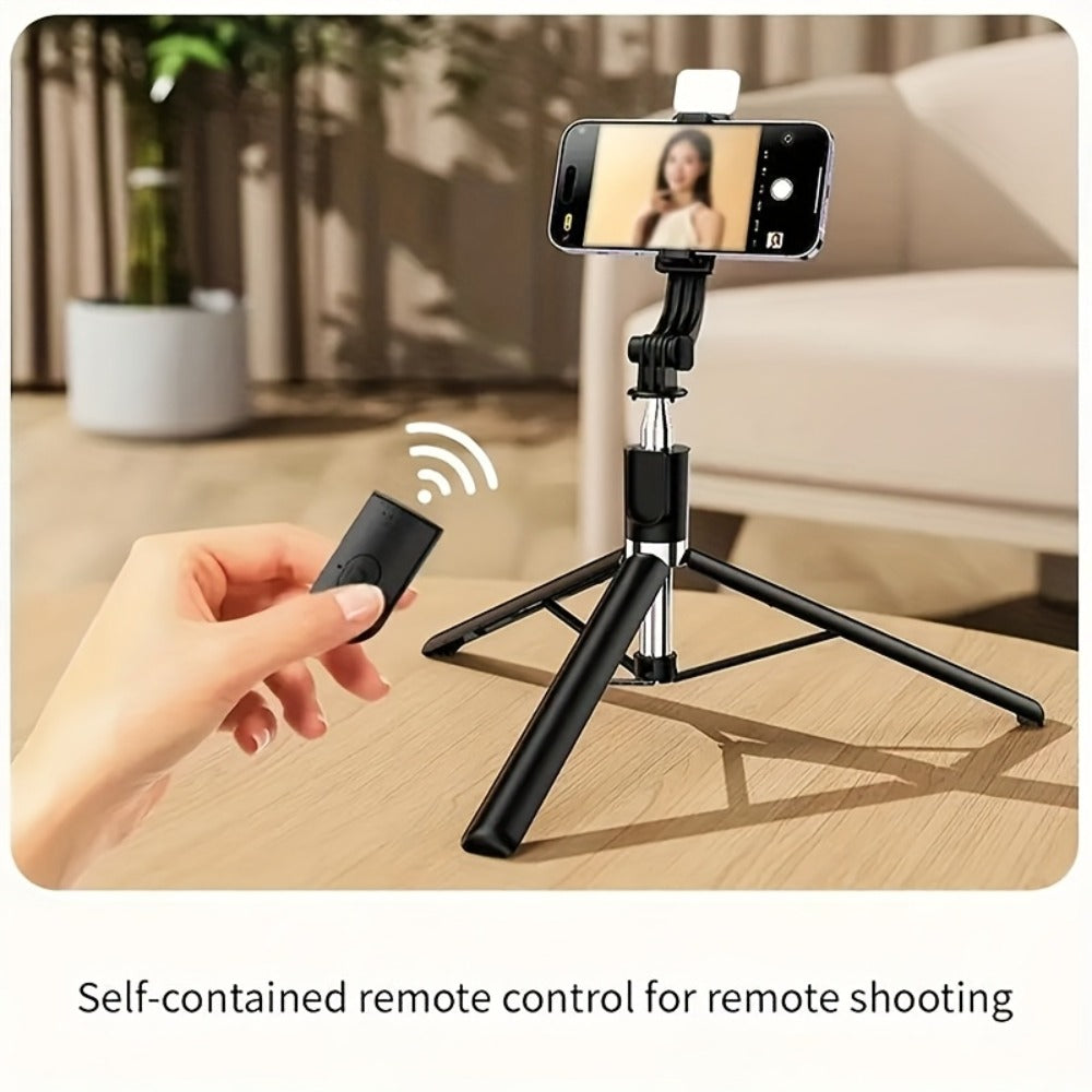 68 Inch Live Streaming Tripod Floor Standing with Wireless Remote – Retractable Selfie Stick, 360° Rotation, Anti-Shake Stable Phone Stand for Travel Vlogs, Outdoor Streaming, iPhone & Android