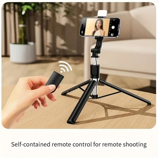 68 Inch Live Streaming Tripod Floor Standing with Wireless Remote – Retractable Selfie Stick, 360° Rotation, Anti-Shake Stable Phone Stand for Travel Vlogs, Outdoor Streaming, iPhone & Android