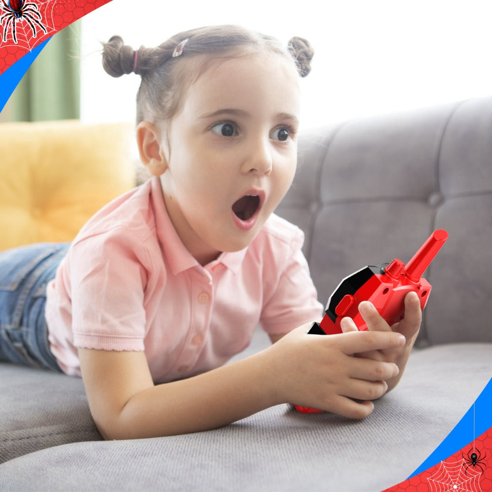 Spider Walkie Talkies for Kids, 2-Pack with Push-to-Talk and Lanyard Holes