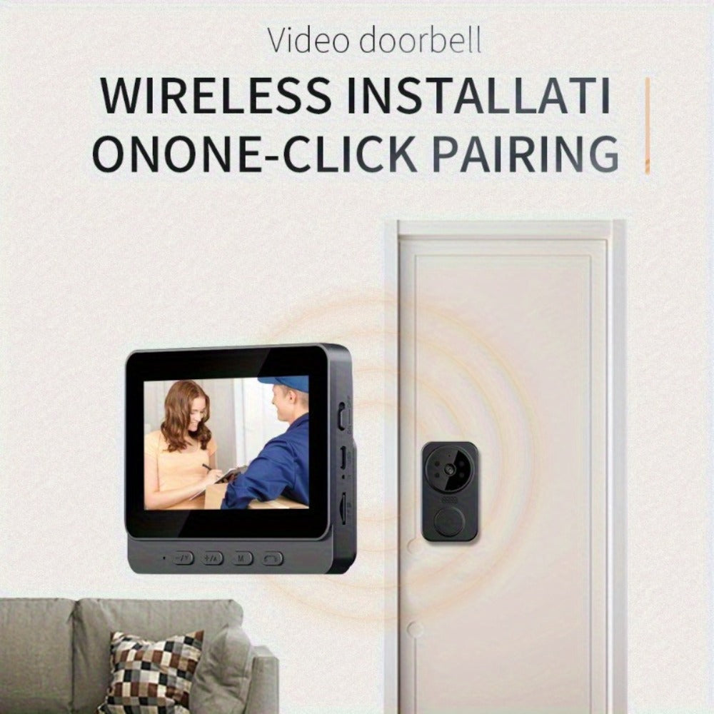 Wireless Video Doorbell Camera No WiFi No App Required 4.3-inch IPS Monitor 960P Night Vision Two-Way Audio Long Battery Life SD Card Storage No Subscription Wall-Mounted Home Security