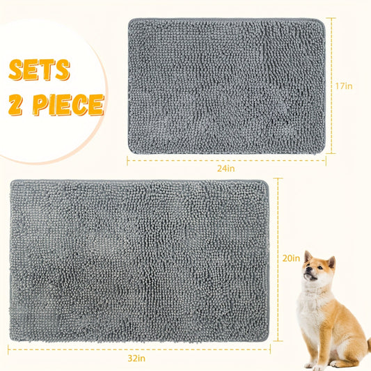 Dog Door Mat for Muddy Paws, Absorbent Microfiber, Single or 2-Pack