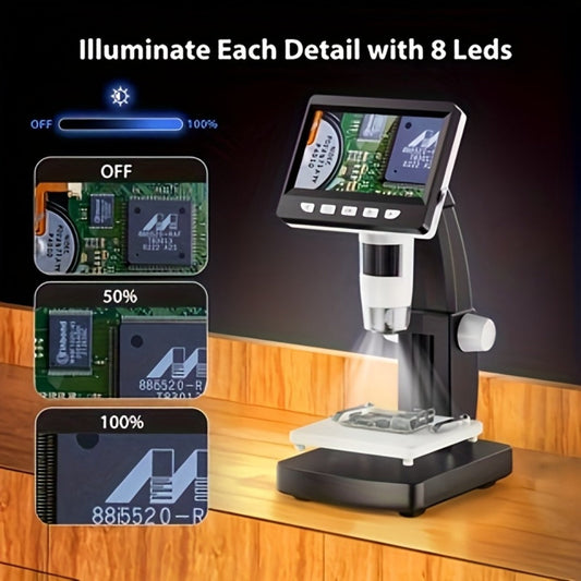 4.3 Inch Screen Digital Microscope 1000X Magnification – INSKAM Ultra Clear LCD Coin Microscope for Biological Observation, Insect, Plant, Industrial Inspection, Knitwear Testing & Educational Research