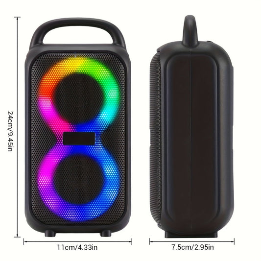 Portable Bluetooth Boombox Speaker with FM Radio, Type-C Charging & Rechargeable Battery