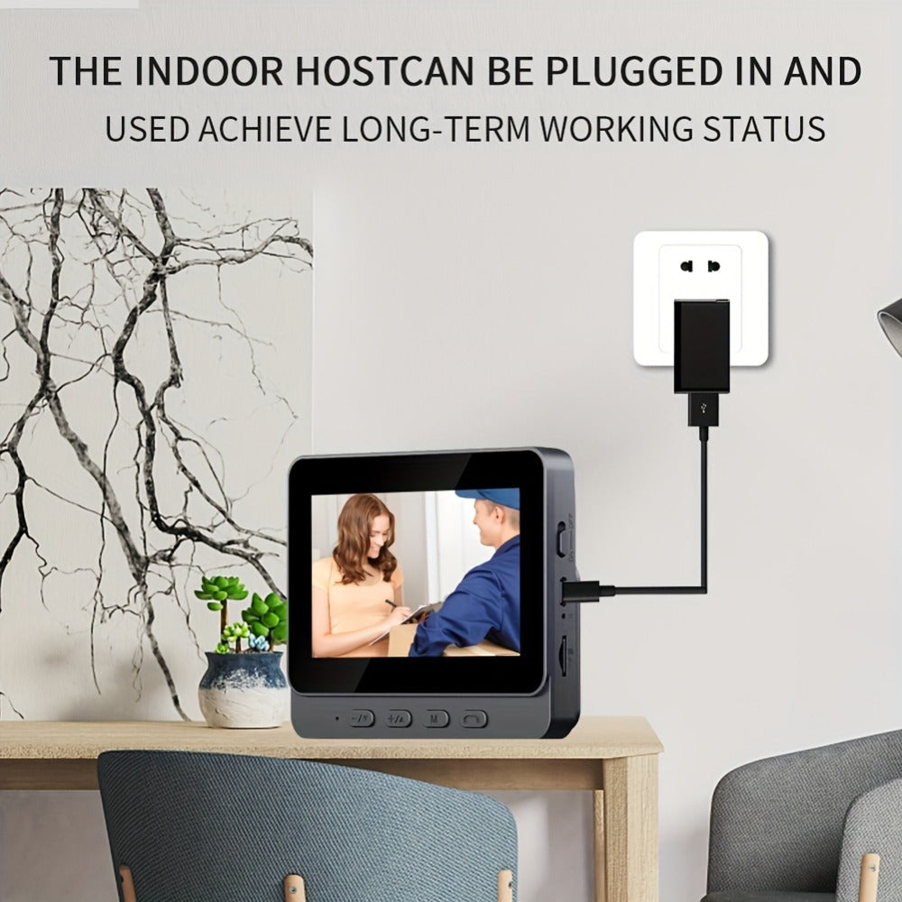 1920P Video Doorbell Camera with 4.3" Monitor & Dual Power - No WiFi No App, Battery & USB, Two-Way Audio, IR Night Vision, SD Card Storage, Wide Angle, One-Button Pairing, Black