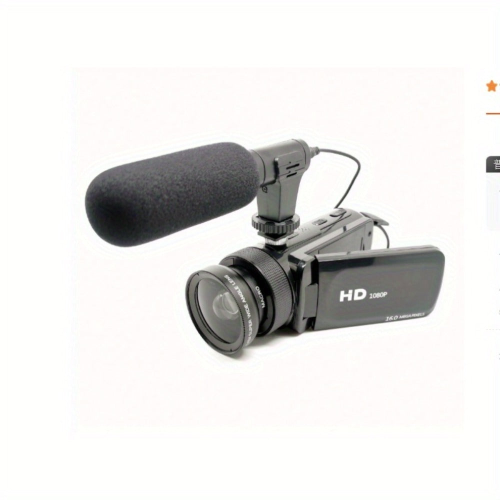 Digital Video Camera HD 1080P with Flip Screen & External Microphone – 16MP 16X Zoom Compact Camcorder for Family, Travel, Vlogging, YouTube & Beginners with 32GB Card