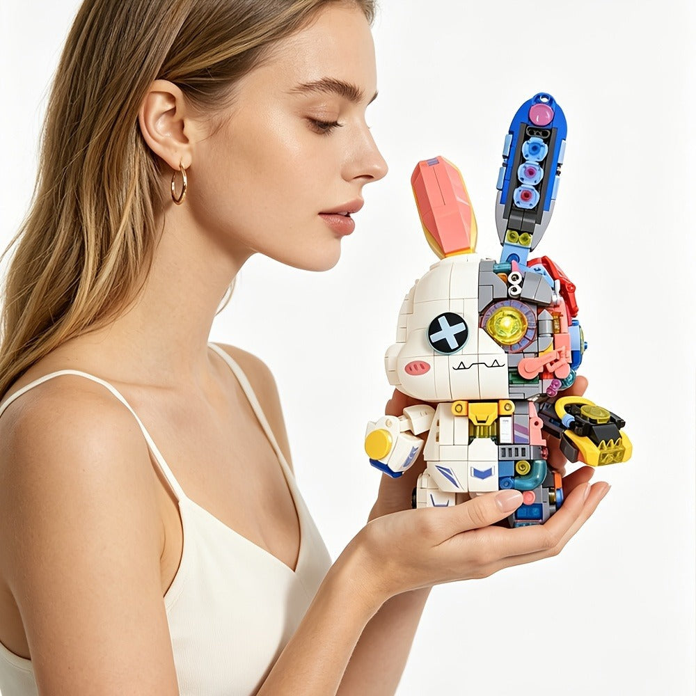 Mechanical Rabbit Building Block Display Model, Pink Punk Style
