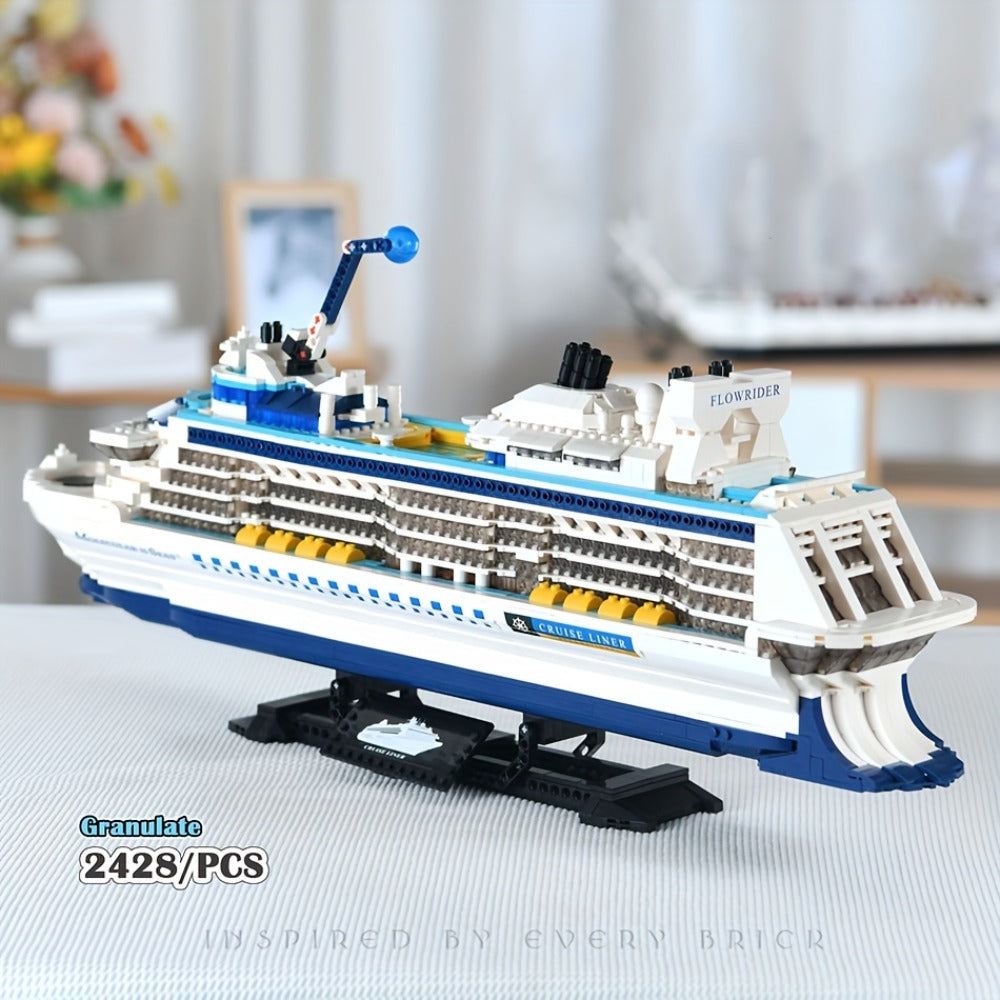 Cruise Ship Building Blocks Model, 2428 Pcs 3.6mm Mini Brick Display Set for Ages 14+