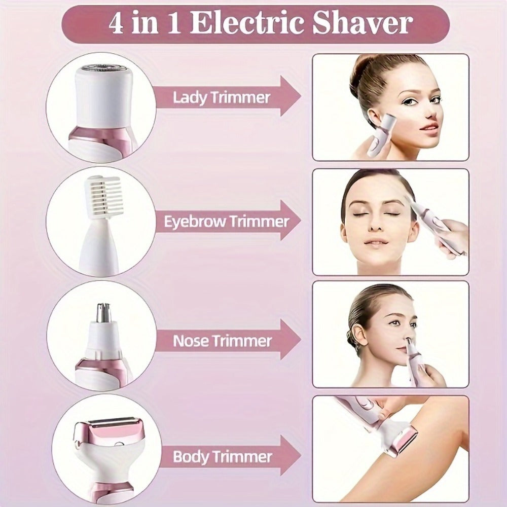 Facial Hair Remover for Women Electric USB Rechargeable Multifunctional Trimmer Set for Eyebrows Nose Face Legs Painless Portable Lady Grooming Kit Pink Purple Gift Set