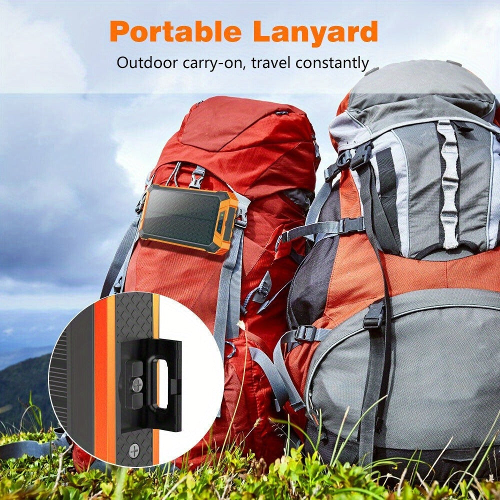 Solar Power Bank 40000mAh with Built-in 4 Cables & 15W Wireless Charging – 6 Outputs 3 Inputs Dual LED Flashlight Portable Charger for iPhone Android Tablets Camping Travel Emergency
