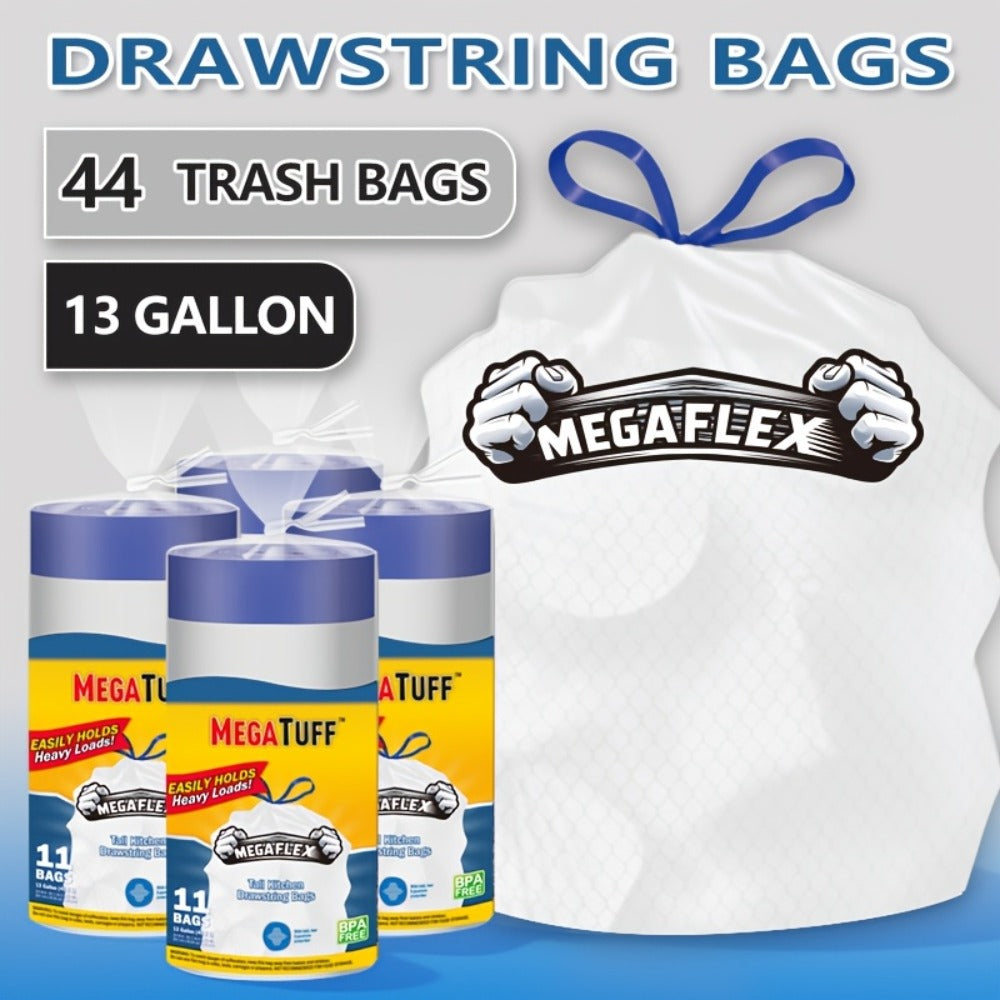13 Gallon Trash Bags Heavy Duty – Expandable Drawstring & Clear Garbage Bags, Leak-Resistant Odor-Control Liners for Kitchen, Bedroom, Office, Outdoor Use (44/85/104/170/180/360 Count)
