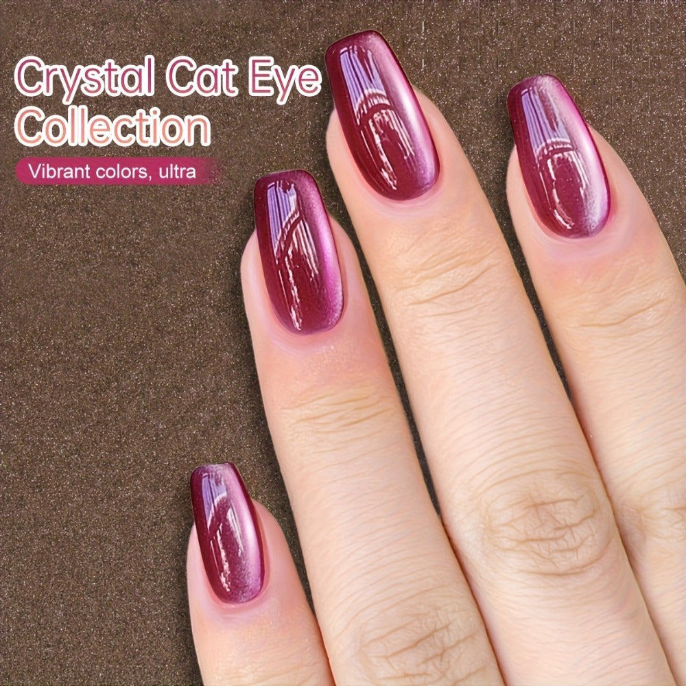 Magnetic Cat Eye Gel Polish Set 6 Colors Holographic Reflective Rock Candy Soak Off LED UV – Multidimensional Shimmer Nail Art Gel for Salon & DIY Manicure, Nail Art Gift for Women