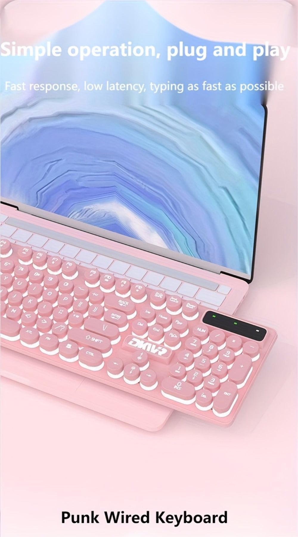 Retro Punk Keyboard and Mouse Set 104 Keys Silent Mechanical Feeling 6D Macro Mouse USB Wired Ergonomic Design for PC Laptop Desktop Gaming Office Home Creative Workstation