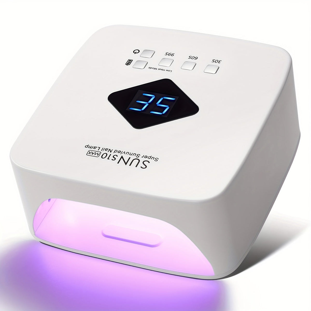 LED Nail Lamp Rechargeable HD Display Smart Nail Dryer Fast Cure All Gel Polish UV Light Cordless Portable Low Heat Mode Home Salon Professional Manicure Pedicure Tool White
