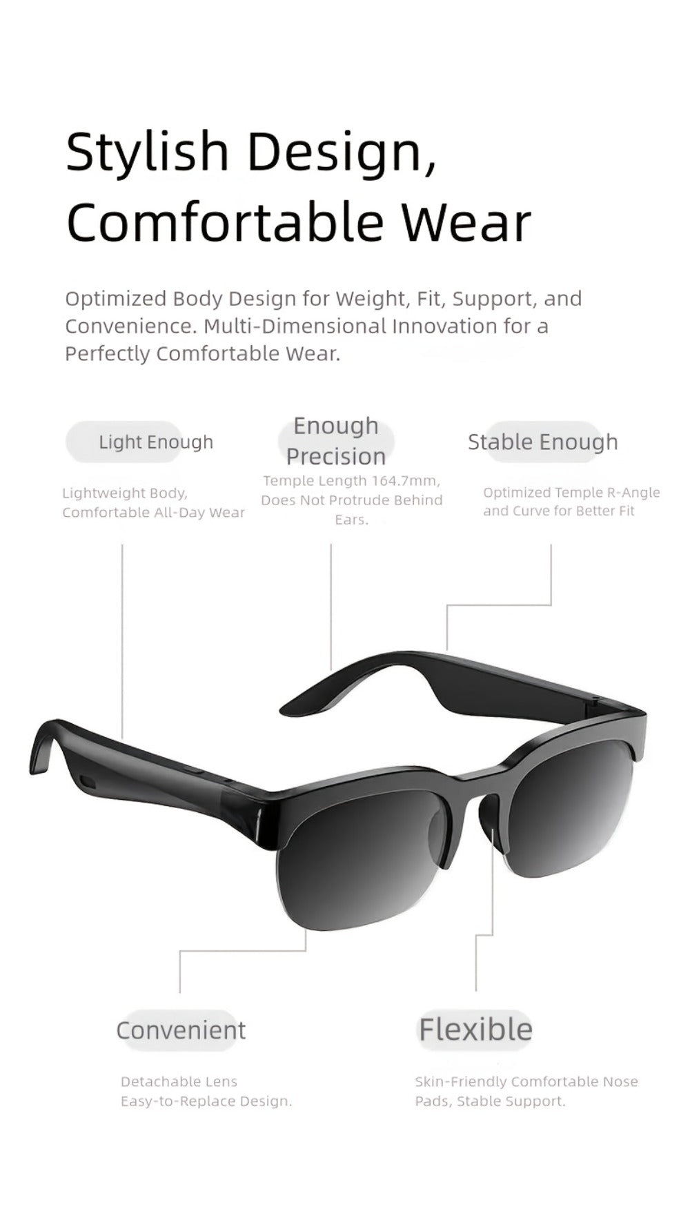 AI Translator Smart Glasses with Real-Time Simultaneous Translation, Photochromic Lenses, Built-In Wireless Earphones, HD Calls & Music – Wearable AI Eyewear for Men & Women