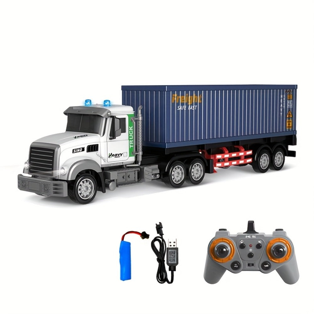 RC Semi Truck, 1:24 Scale 23.6-Inch Remote Control Container Truck with 2.4G & USB Charging