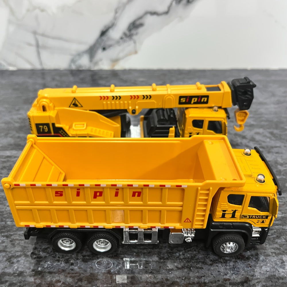 Construction Vehicle Toy Set with Excavator, Mixer, Dump Truck and Crane Options