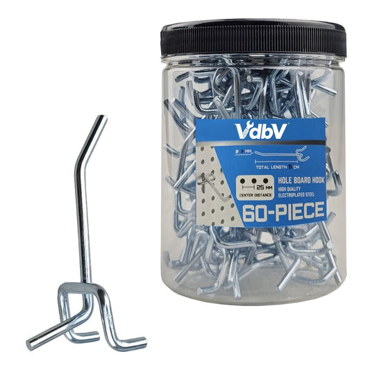 Stainless Steel Pegboard Hooks - 2-Inch Single-Hole Design, 60-Pack