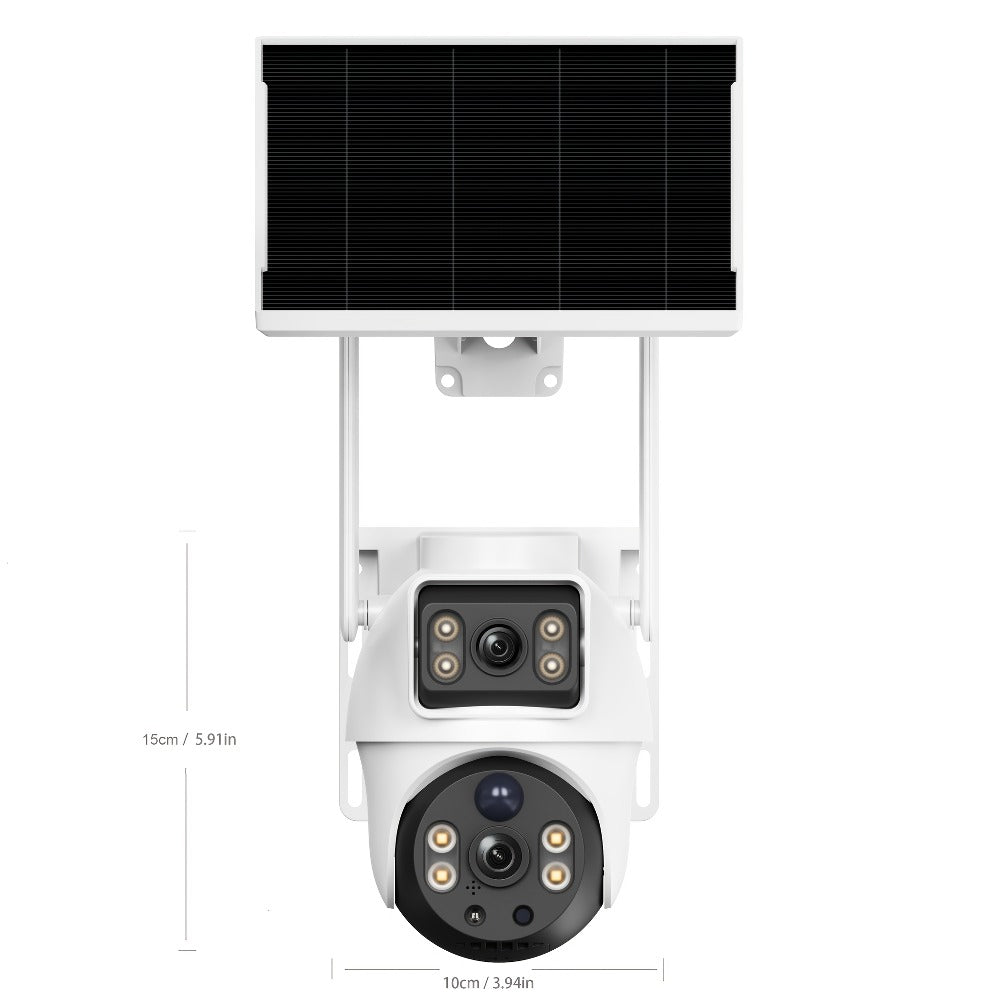 4K Solar Security Camera Outdoor Wireless – 360° PTZ Dual Lens PIR Motion Detection, Full Color Night Vision, Spotlight Siren Alarm, Two-Way Audio WiFi Camera for Home, Farm & Ranch