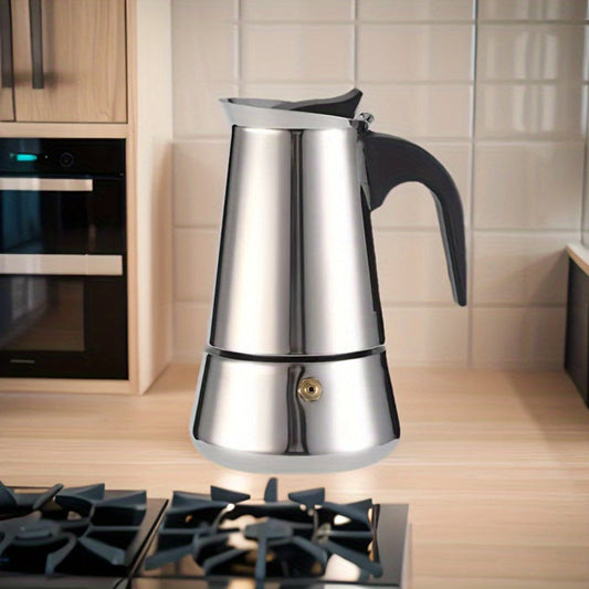 Moka Pot, 9-Cup Stainless Steel Stovetop Coffee Maker for Espresso-Style Coffee
