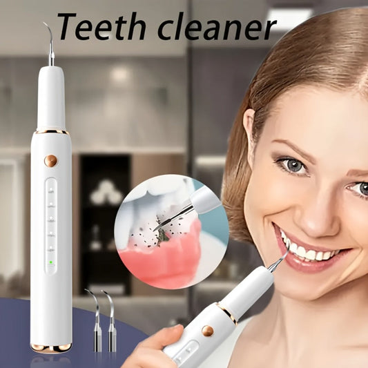 Ultrasonic Tooth Cleaner with LED Light, 5-Speed IPX6 USB Rechargeable Tartar Remover