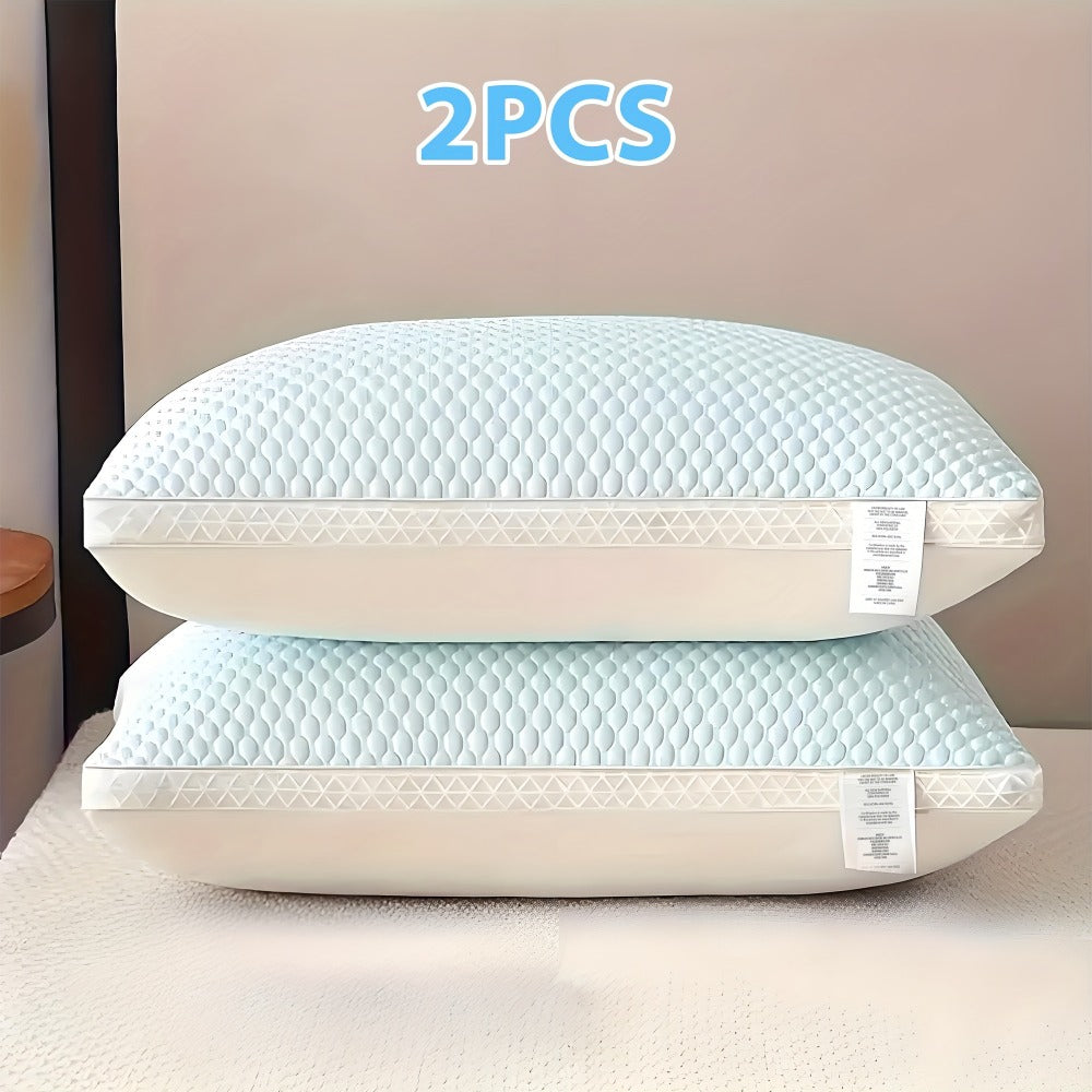 Cooling Ergonomic Neck Pillow 2 Pack Orthopedic Contour Support Adjustable Filling Cool Sensation Breathable Fabric Machine Washable Removable Cover for Side Back Stomach Sleepers