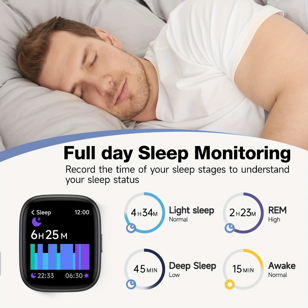 Alexa Built-in Waterproof Smartwatch 1.83" HD – Wireless Calling, 100+ Sport Modes, Heart Rate SpO2 Sleep Tracker, Optional Woven Strap – Unisex Black Green Purple Pink Gold White iPhone & Android