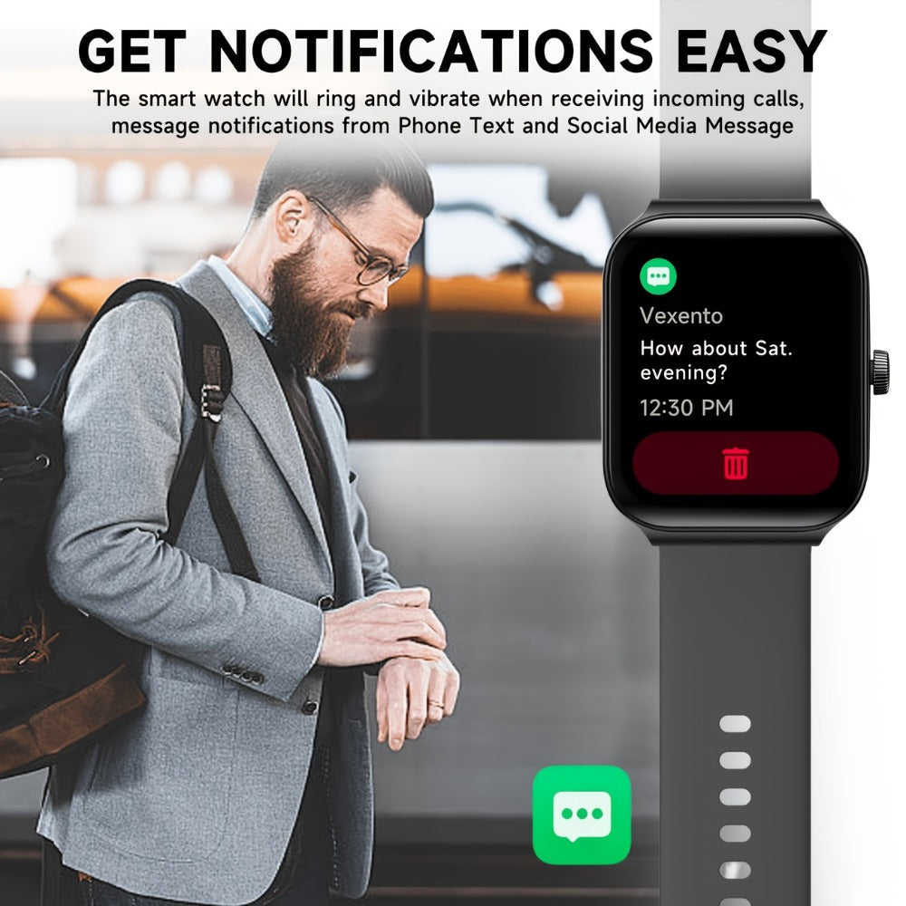 Alexa Built-in Smartwatch 1.95 Inch 360p Large Screen 100+ Sport Modes Wireless Calling Step Counter Sleep Tracker Health Monitoring USB Rechargeable Wristband Compatible with Android iPhone – Black