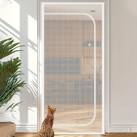 Cat Doorway Barrier Curtain with Double Stitching, Multiple Sizes in White or Black