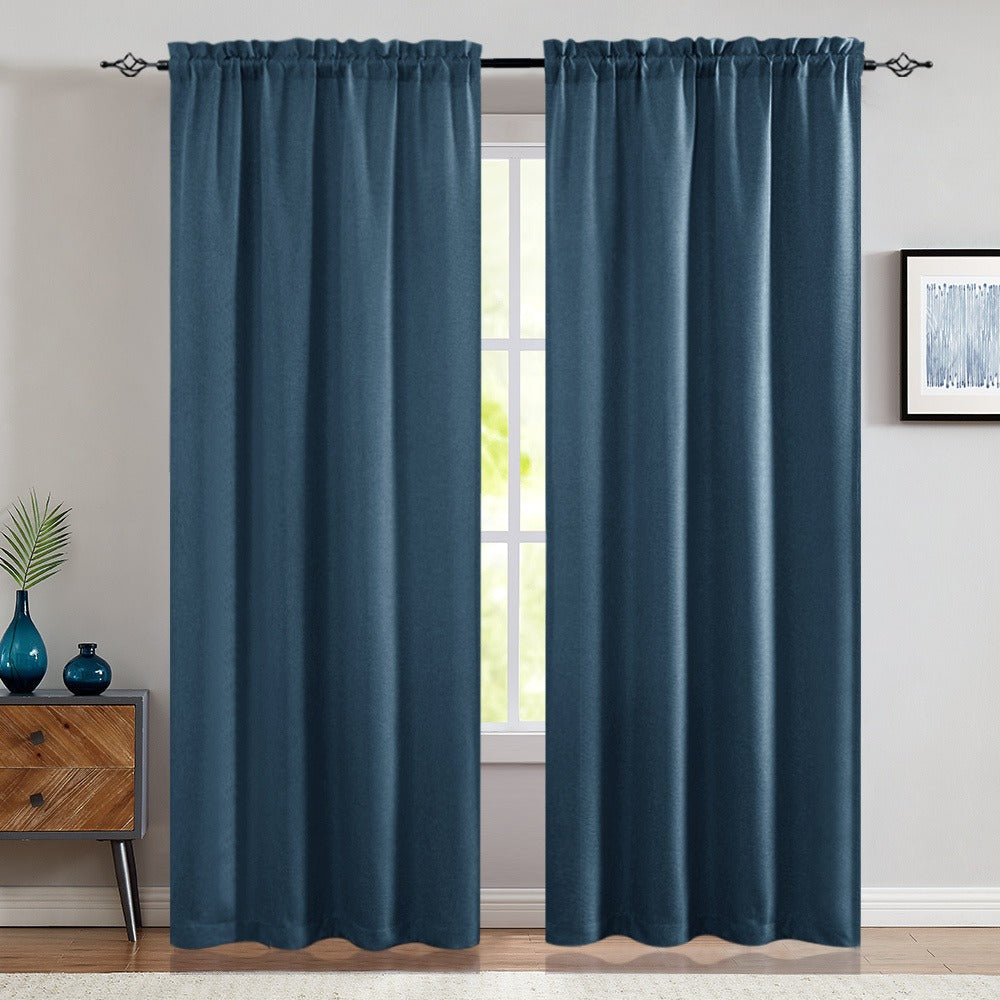 Blackout Curtains 80% Light Blocking – 2 Panels Thermal Insulated Linen Textured Rod Pocket Window Drapes for Bedroom, Living Room & Kitchen Privacy