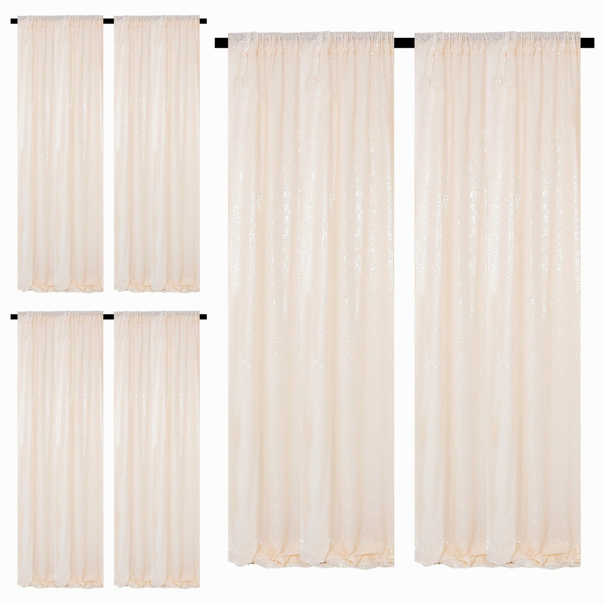 Sequin Backdrop Curtains 2FTx8FT Glitter Photography Background Panels for Party Wedding Birthday Stage Decoration Gold Yellow Shimmer Curtain Set 4 6 10 Panels Available