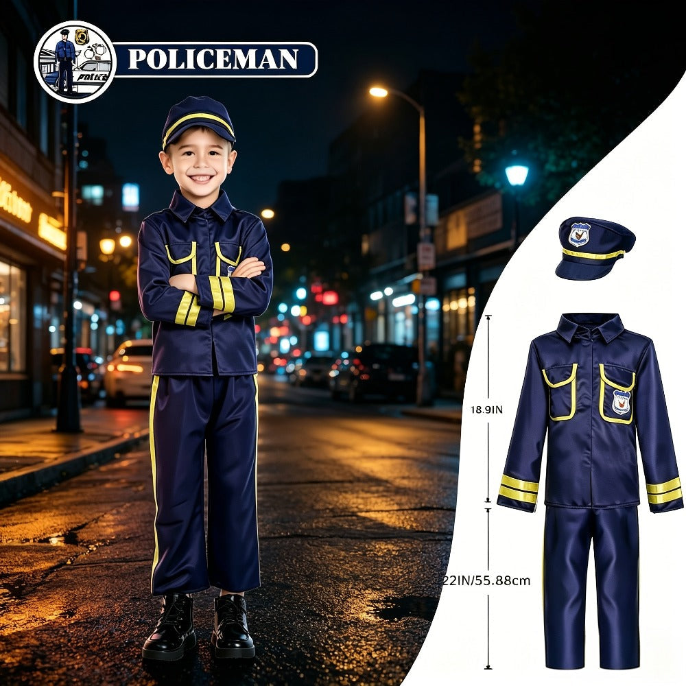 Kids Dress Up Costume Set 4-in-1, Firefighter, Police, Astronaut & Doctor Role Play Costumes