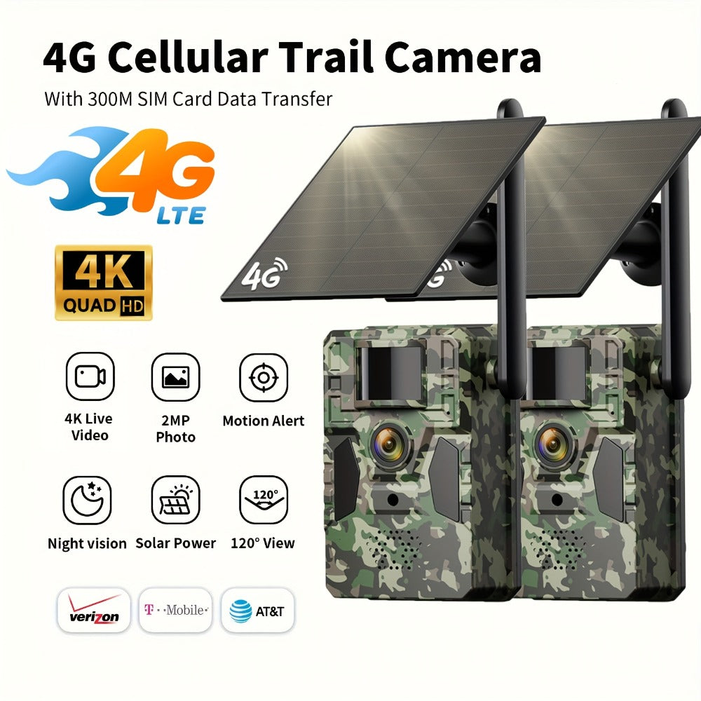 4G Cellular Trail Camera 2K No WiFi Required with Phone App Remote View – Wireless Game Camera for Deer Hunting, Wildlife Scouting, Livestock Monitoring & Rural Property Security