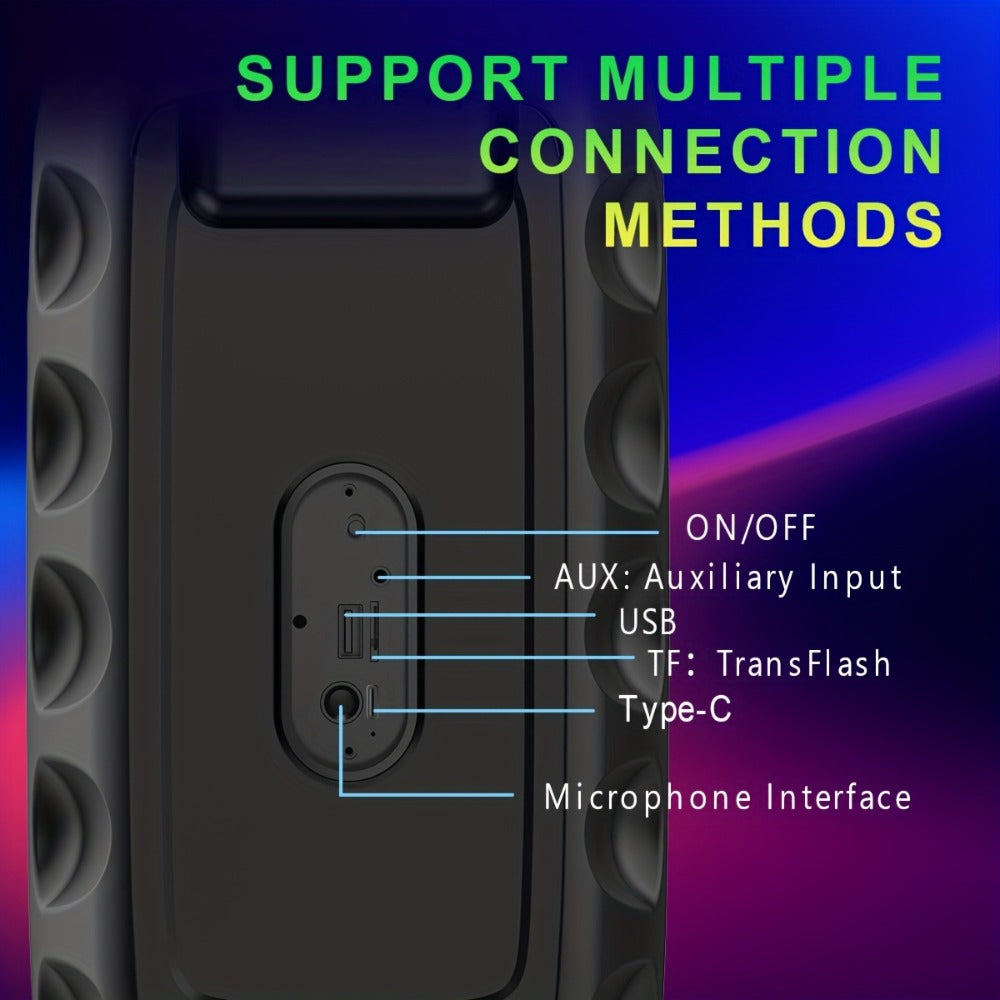 KTS-1265 Portable Wireless Bluetooth Dual Speaker with RGB Colorful Ambient Lighting, 2400mAh Battery, Bass Boost Stereo Sound, USB-C Rechargeable, for Parties Camping Home Gatherings Karaoke