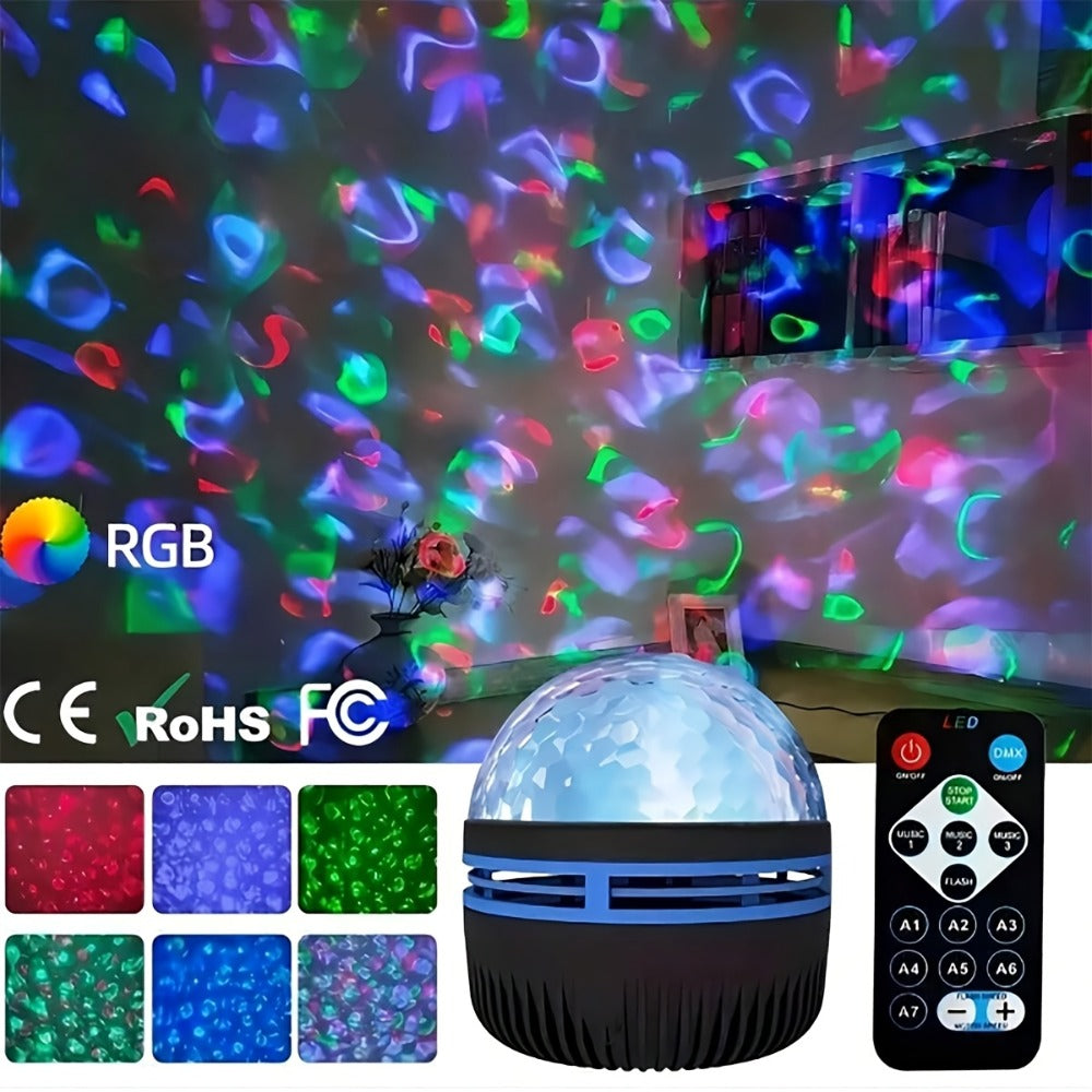 Multicolor LED Water Ripple Night Light USB Plug-and-Play with Remote Control – Color Changing Ambient Projection Lamp for Living Room, Bedroom, Holiday Party & Home Decor