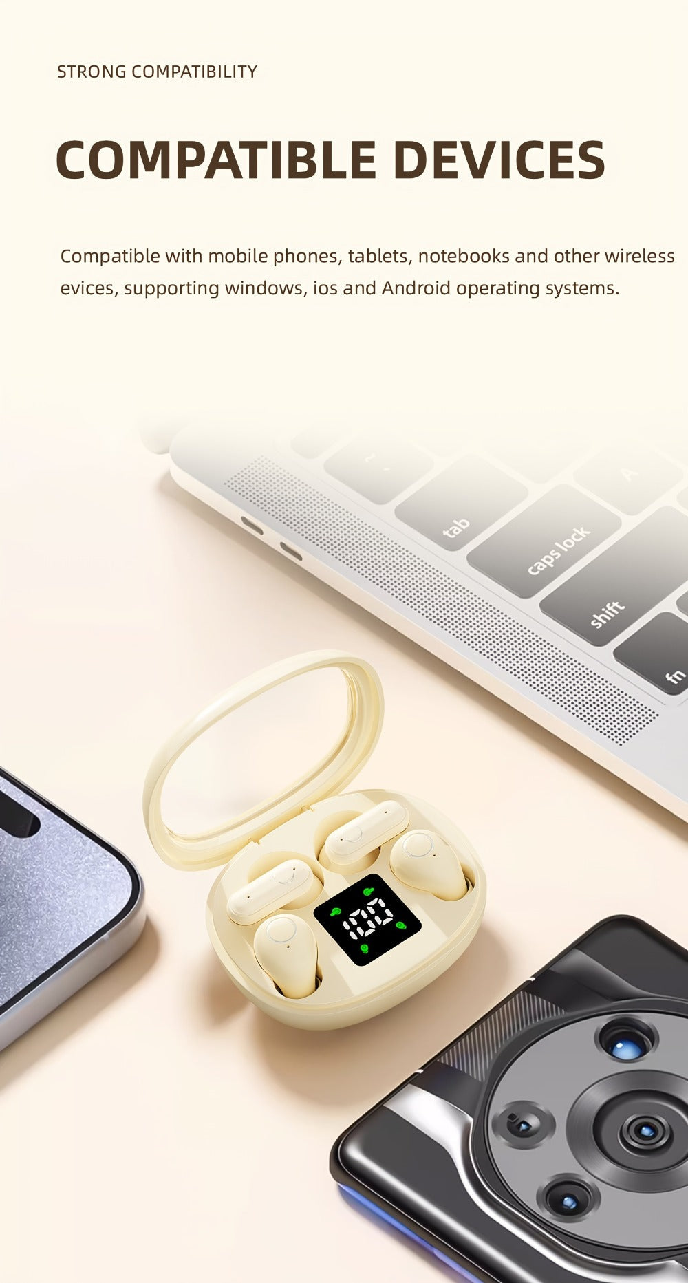 MSHUKCOE 2in1 Sleep Earbuds Invisible Mini Noise Cancelling, 6D HiFi Sound Effect Low Bass Wireless Headphones Long Battery Life, Comfortable Wear for Leisure Office Classroom, Birthday Gift