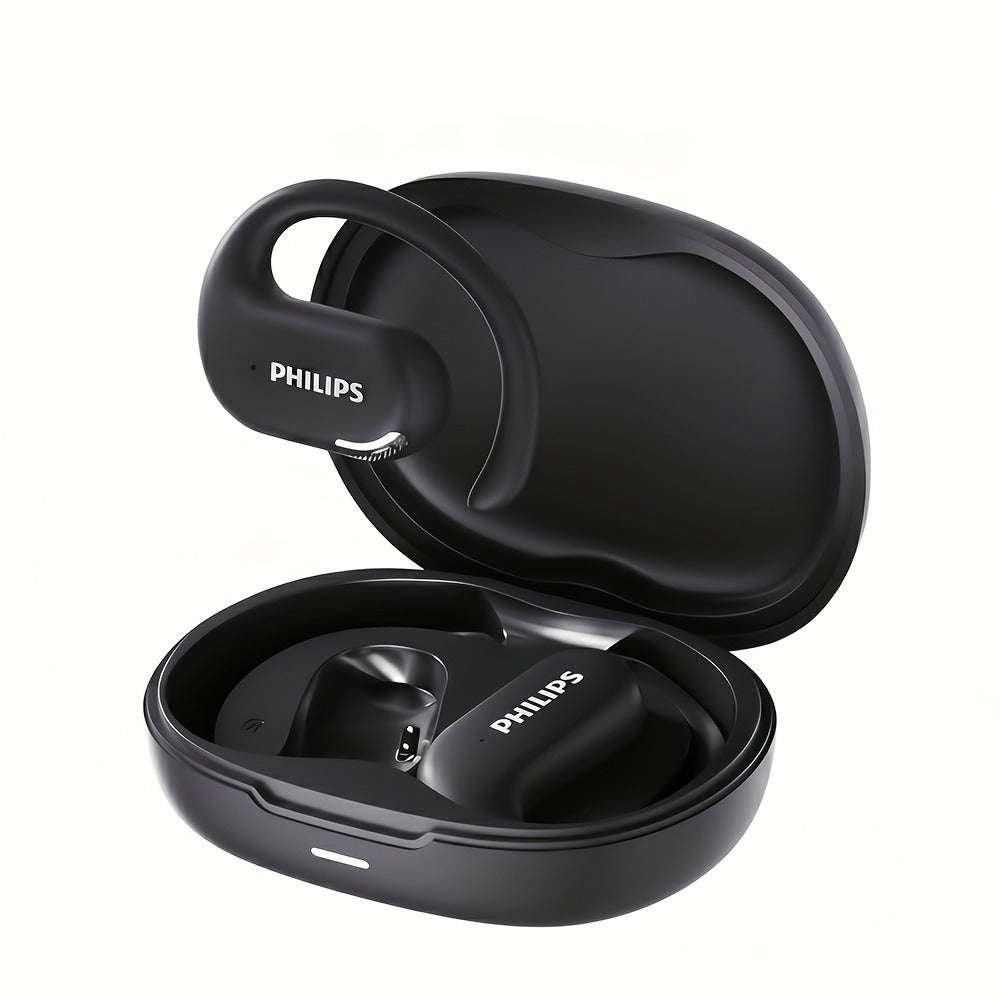 Philips TAT2739 Open Air Earbuds Wireless Bluetooth 5.3 Ear Hook Headphones with Wireless Charging Case – Non In-Ear Open-Back Design, Type-C, Tech Gift for Men Women