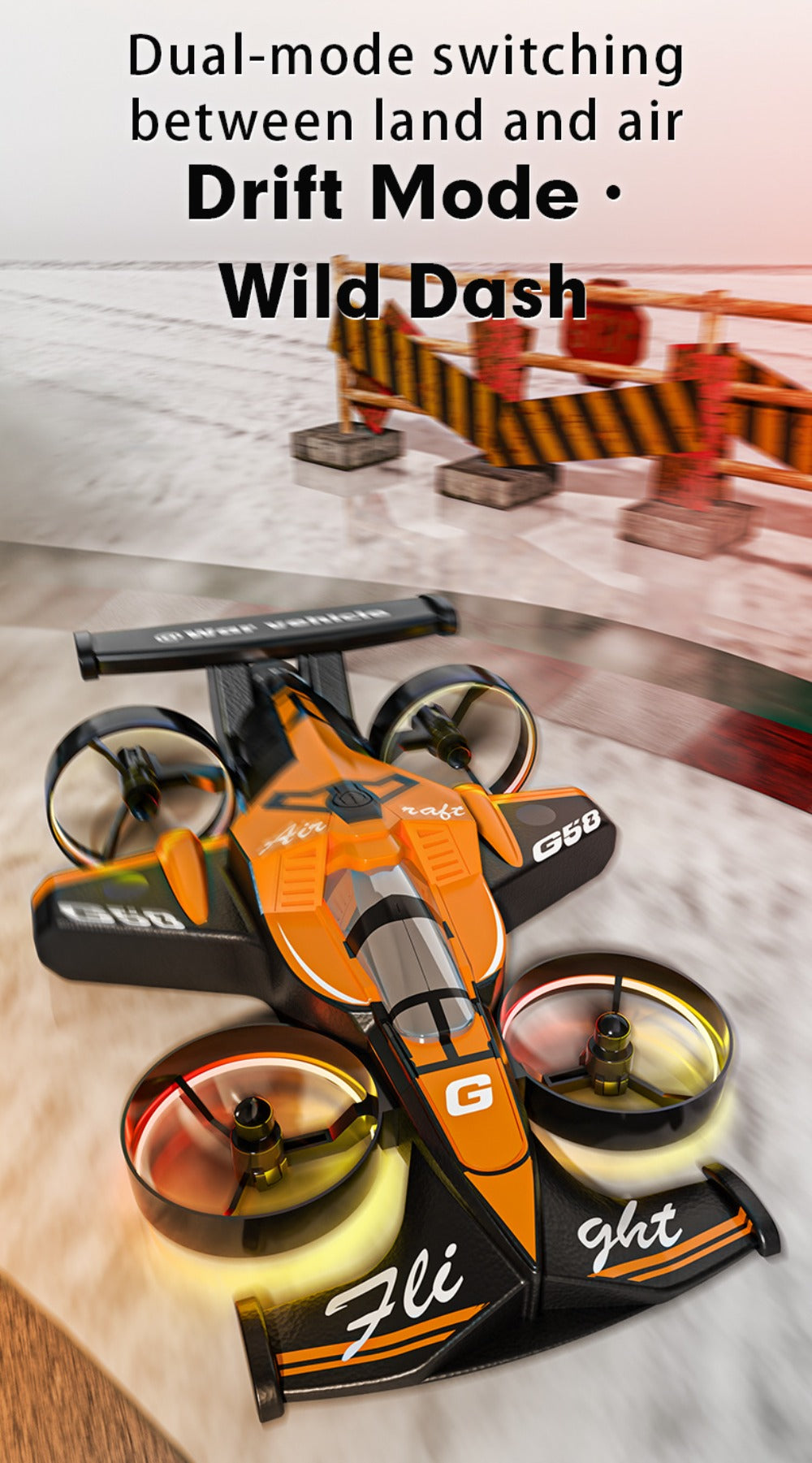 2-in-1 Mini RC Car and Drone Combo Dual Mode Switch One-Touch Takeoff Stable Hover Racing Mode Headless Mode 360° Aerial Flips Dual Batteries | RC Toy Gift for Kids Boys Girls | Birthday Christmas