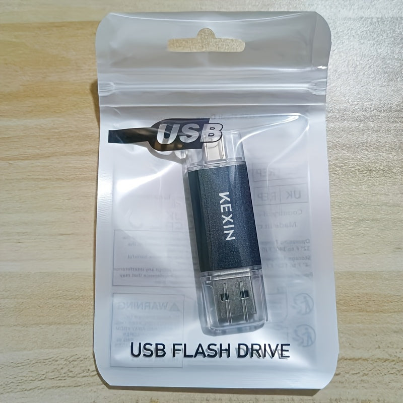 2-in-1 USB Type-C Flash Drive Rotatable Memory Stick for iPhone Android PC – Dual Connector OTG Thumb Drive 32GB 64GB 128GB Compatible with Phones Tablets Computers