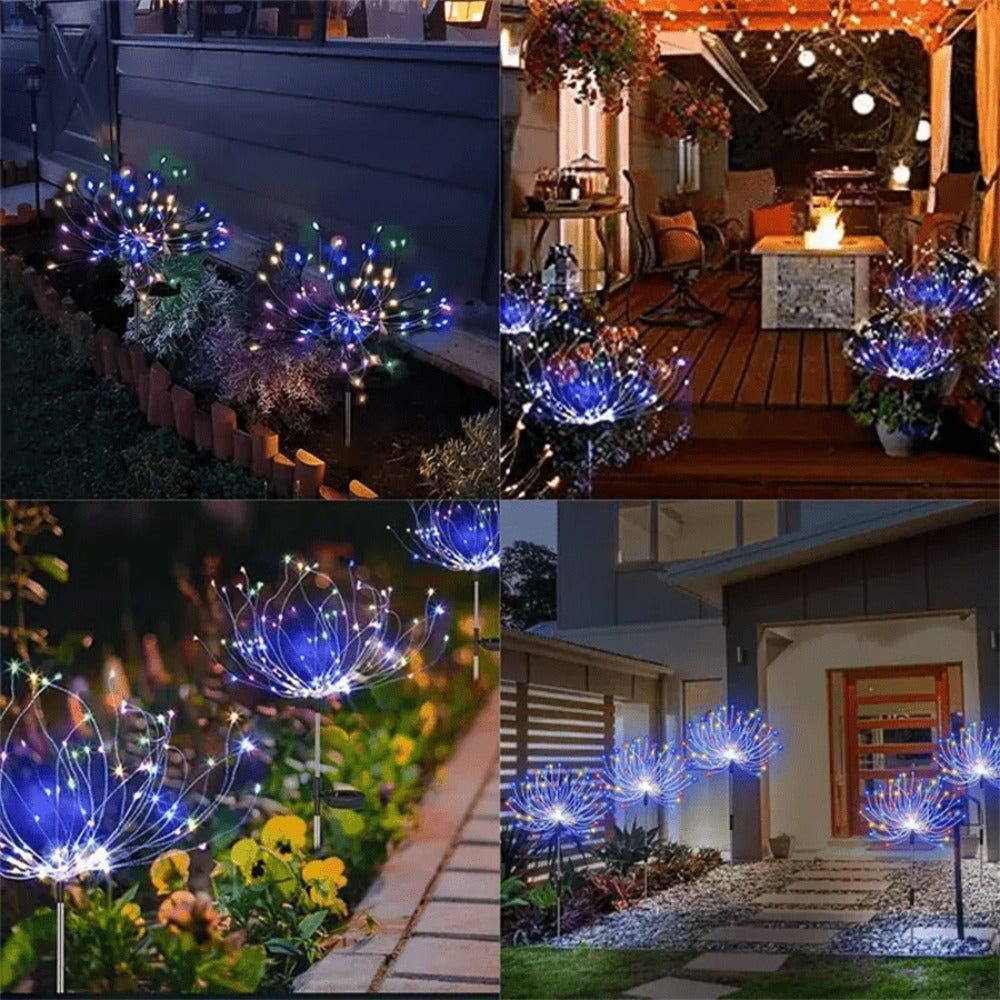 Solar Garden Lights Outdoor Waterproof IP65 – Fireworks Fairy Lights 8 Modes Multi-Color Solar Powered Landscape Decoration for Garden Balcony Pathway Lawn Christmas Holiday 240 320 LED 4 Pack