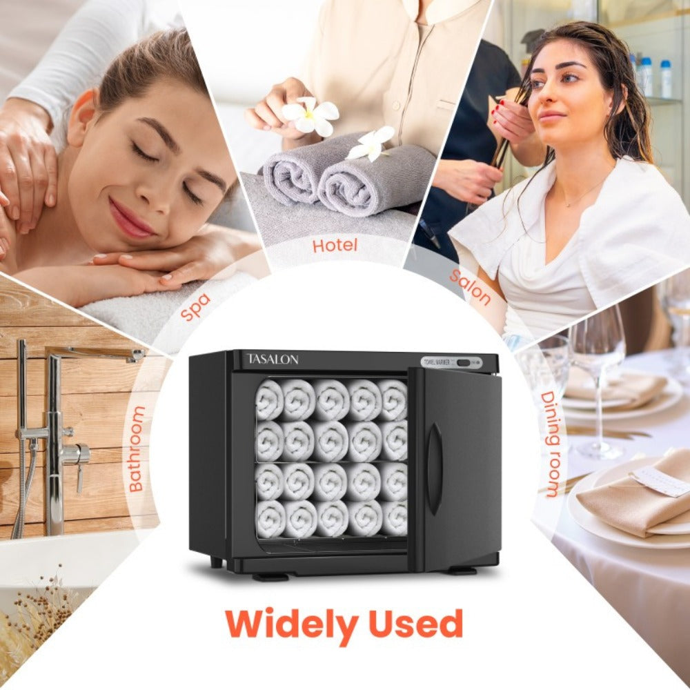 Hot Towel Warmer Cabinet 23L Holds 72 Towels Heats to 158-176°F in 10-15 Min – Professional Salon & Spa Facial Towel Steamer for Esthetician, Massage & Hair Beauty, Black & White