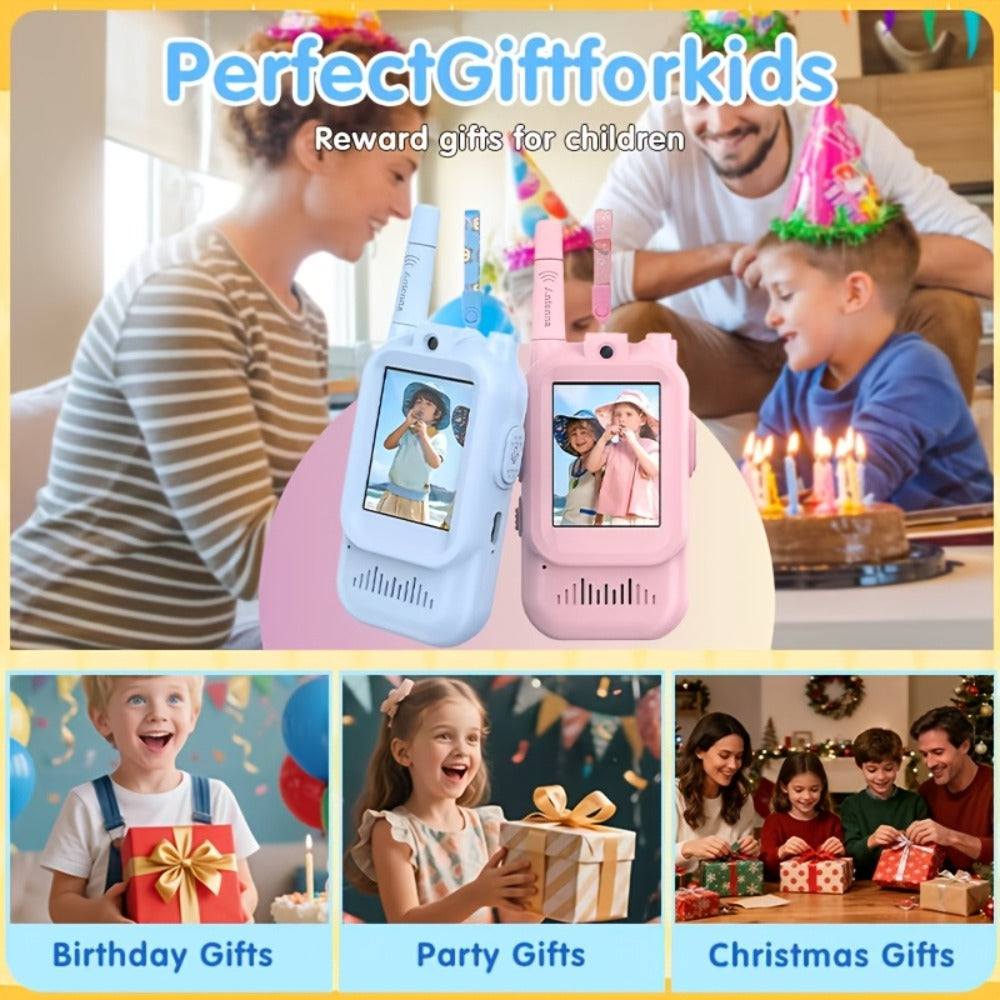 Kids Video Walkie Talkies, Blue and Pink 2-Pack with Voice Changer and Camera