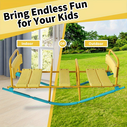Kids Metal Seesaw and Rocker, 2-in-1 for Indoor and Outdoor Play