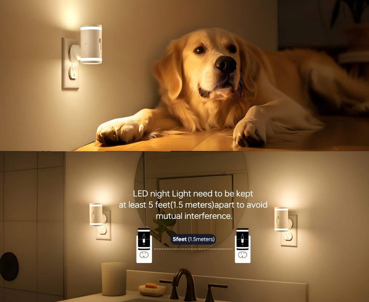 LED Night Light Plug In Dusk to Dawn Sensor – 5-120LM Adjustable Brightness, 3 Color Temperatures, Modern Plug-In Night Lights for Hallway, Bedroom, Staircase, Bathroom & Toddler Room, 2 or 4 Pack