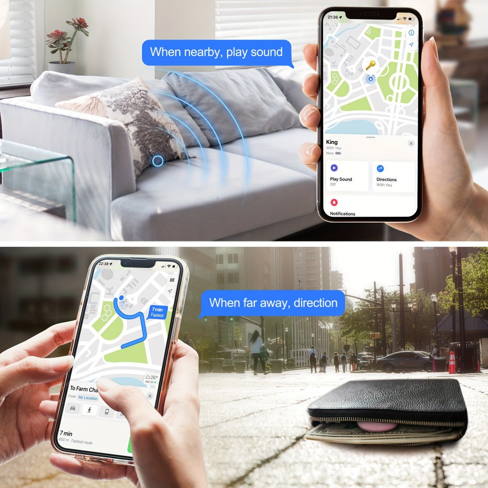 Apple Find My Tracker 2 Pack AirTag-Size Bluetooth Key Finder with Keychain Holder – Anti-Lost Locator for Keys Pets Bags Luggage, 1-Year CR2032 Battery, iOS Smart Tag, Tech Gift for iPhone Users