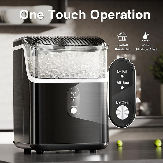 Countertop Ice Maker with Self-Cleaning, Stainless Steel & Nugget Ice Options