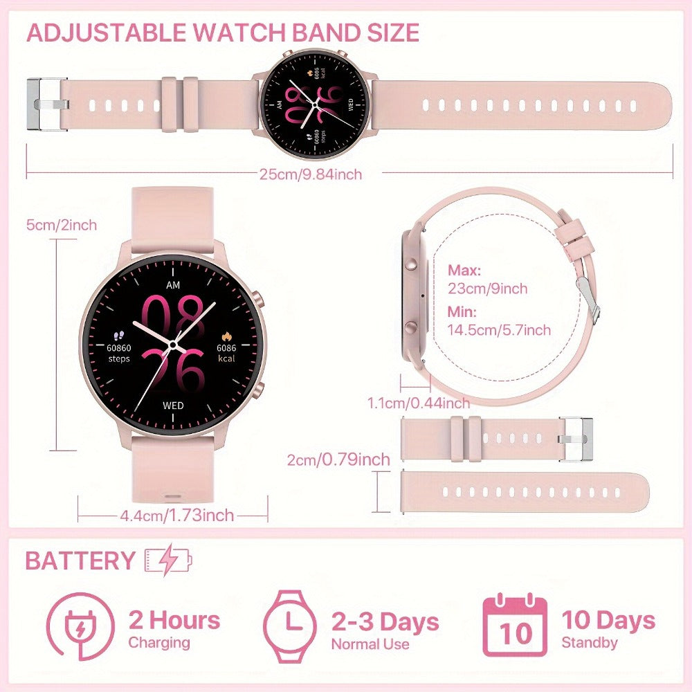 Voice Assistant Smartwatch for Women 1.39" Full Touch – Siri & Google, Wireless Calling, 100+ Sport Modes, Fitness Tracker, Weather, Flashlight, Find Phone, Remote Camera – Pink iPhone & Android